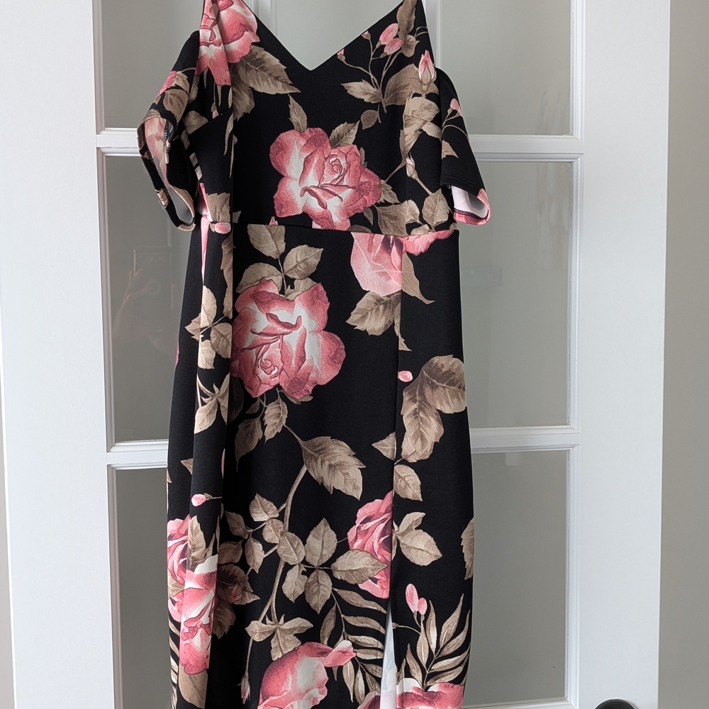 Janette Plus Black and Pink Floral Mini Dress
